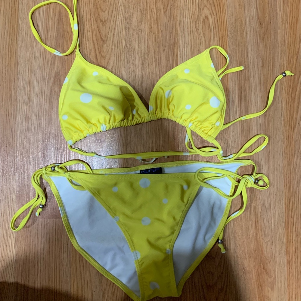 Yellow Polk a dot bikini